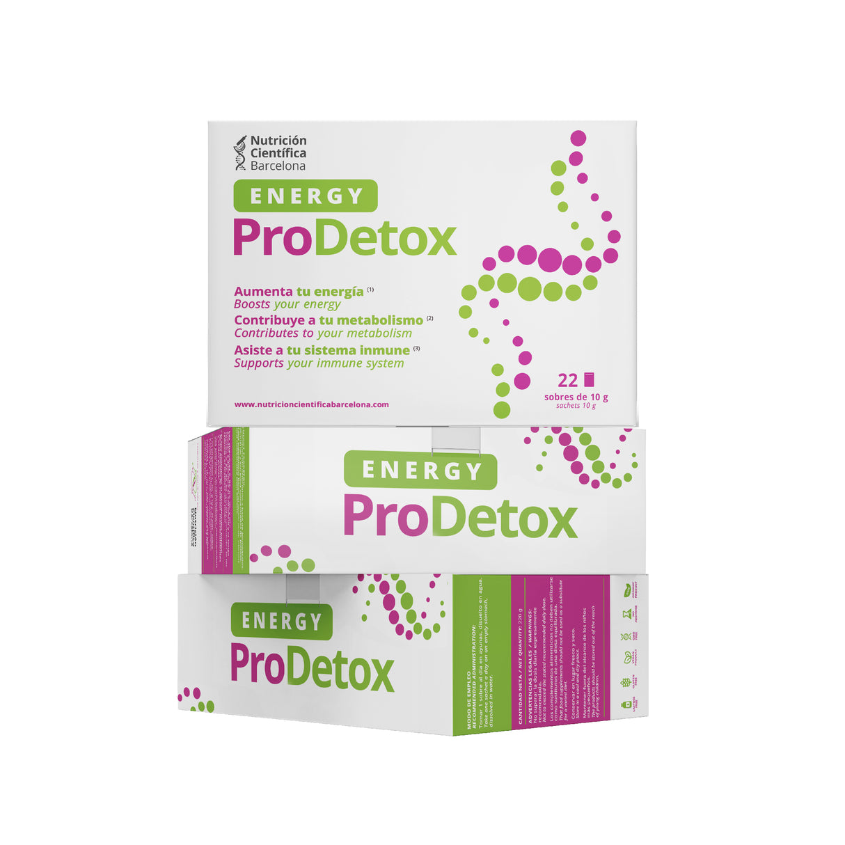Tres cajas de Energy Pro Detox, suplemento detox y energizante